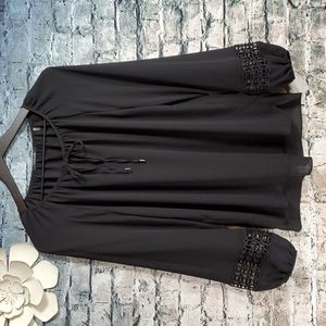 Tahari | Gypsy Boho Ethereal Fairycore Black Corporate Goth Blouse